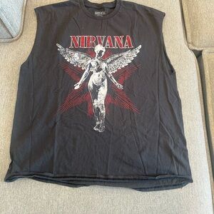 NIRVANA Black and Red Tank Top Winged Graphic